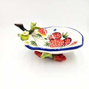 Teaparty Bowl Whimsical J McCall Footed "Icing On The Cake" Strawberries 2004